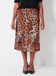 Jupe mi-longue taille normale orange ICHI femme