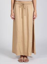 Jupe longue coupe évasée beige VERO MODA femme
