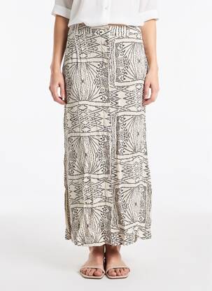 Jupe longue imprimé fantaisie beige VERO MODA femme