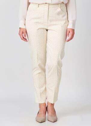 Pantalon slim tissage popeline taille normale beige GEVANA femme