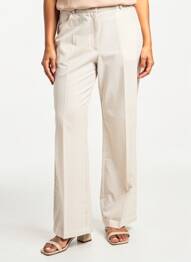 Pantalon droit taille haute taille haute beige GEVANA femme