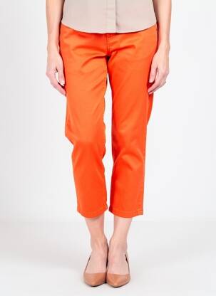 Pantalon 7/8 tissage popeline taille normale orange GEVANA femme