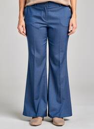 Pantalon flare taille normale taille normale bleu GEVANA femme