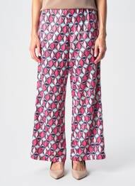 Pantalon large tissage crêpe taille normale rose GEVANA femme