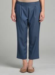 Pantacourt coupe droite taille normale bleu GEVANA femme