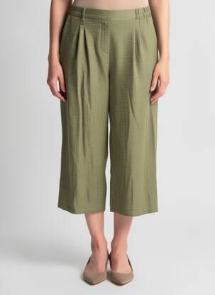Pantacourt coupe droite taille normale vert GEVANA femme