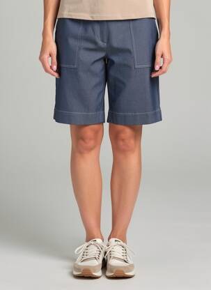 Bermuda tissage popeline taille normale bleu GEVANA femme