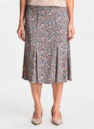 Jupe mi-longue stretch bleu GEVANA femme