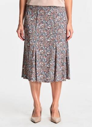 Jupe mi-longue stretch bleu GEVANA femme