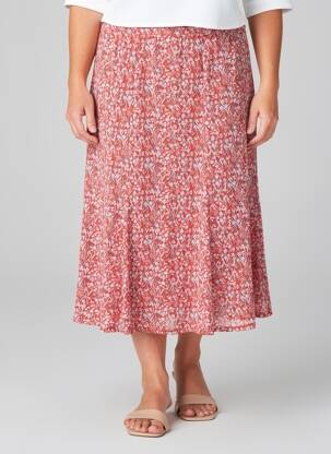 Jupe mi-longue stretch rouge GEVANA femme