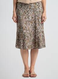 Jupe mi-longue stretch vert GEVANA femme