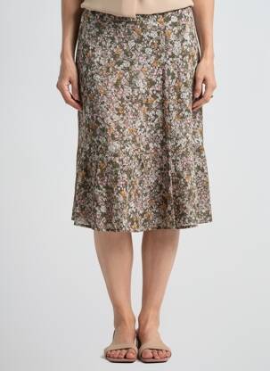 Jupe mi-longue stretch vert GEVANA femme