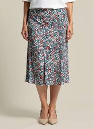 Jupe mi-longue stretch bleu GEVANA femme