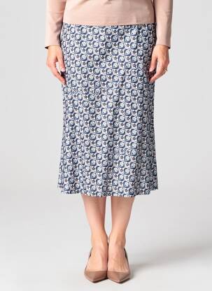 Jupe mi-longue stretch bleu GEVANA femme