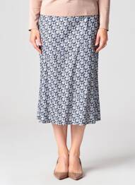Jupe mi-longue stretch bleu GEVANA femme