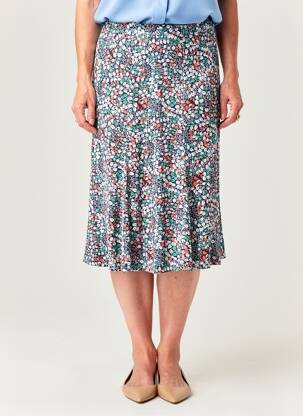 Jupe mi-longue taille normale bleu GEVANA femme