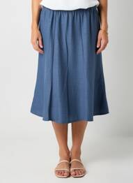 Jupe mi-longue doublure textile bleu GEVANA femme