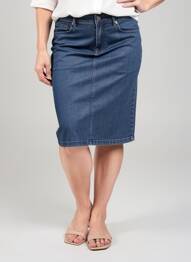 Jupe mi-longue taille normale bleu GEVANA femme