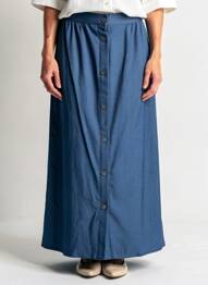 Jupe longue coupe fluide bleu GEVANA femme
