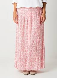 Jupe longue coupe fluide rose GEVANA femme