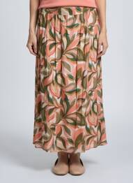 Jupe mi-longue doublure textile rose GEVANA femme
