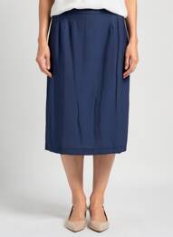 Jupe mi-longue doublure textile bleu GEVANA femme
