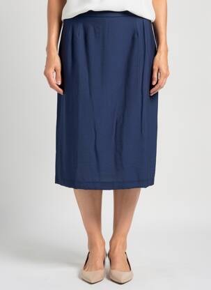 Jupe mi-longue doublure textile bleu GEVANA femme