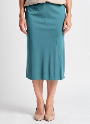 Jupe mi-longue stretch vert GEVANA femme