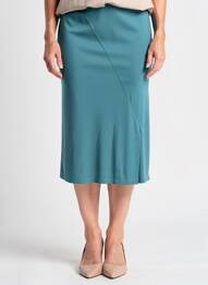 Jupe mi-longue stretch vert GEVANA femme