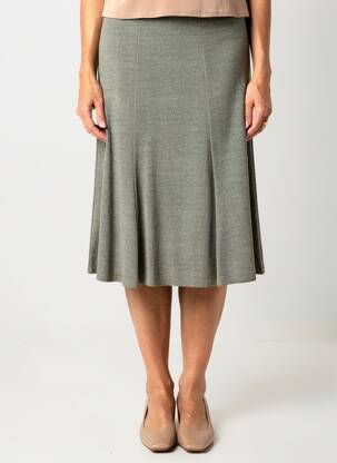 Jupe mi-longue stretch vert GEVANA femme