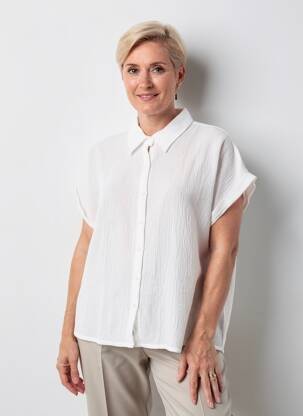 Chemisier coupe droite manches courtes blanc GEVANA femme
