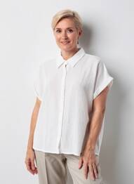 Chemisier coupe droite manches courtes blanc GEVANA femme