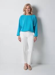 Top coupe fluide manches longues bleu GEVANA femme