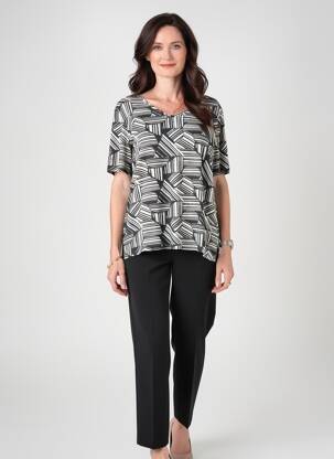 T-shirt imprimé fantaisie manches courtes noir GEVANA femme