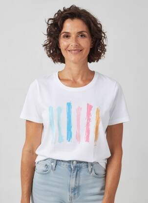 T-shirt stretch manches courtes blanc GEVANA femme