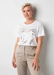 T-shirt sérigraphie manches courtes blanc GEVANA femme