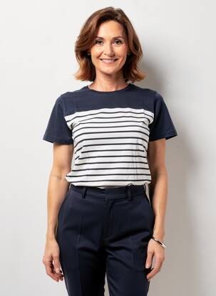 T-shirt stretch manches courtes bleu GEVANA femme