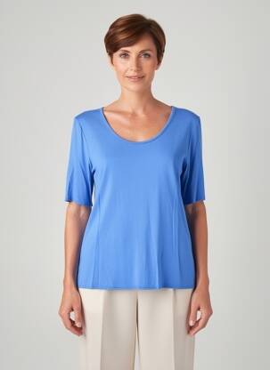 T-shirt stretch manches courtes bleu GEVANA femme