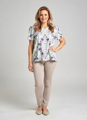 T-shirt imprimé fantaisie manches courtes vert GEVANA femme