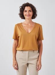 Top stretch manches courtes marron GEVANA femme