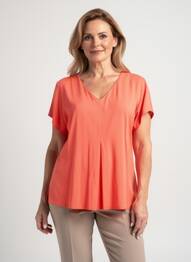 T-shirt col v manches courtes rose GEVANA femme