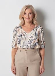Top stretch manches courtes beige GEVANA femme