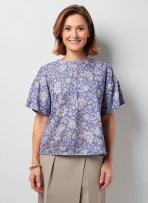 Top manches courtes manches courtes bleu GEVANA femme