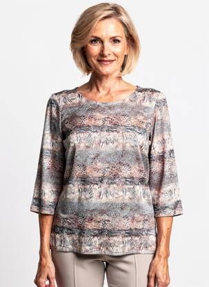 Top coupe cintrée manches 3/4 gris GEVANA femme