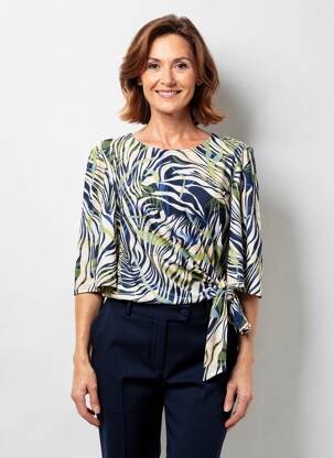 Top tissage jersey manches courtes bleu GEVANA femme
