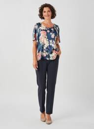 Blouse manches courtes manches courtes bleu GEVANA femme