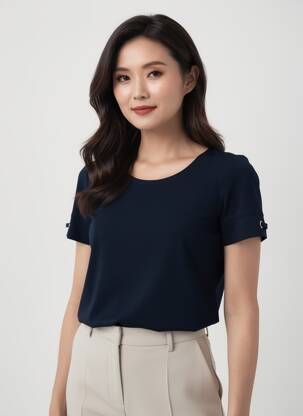 T-shirt stretch manches courtes bleu GEVANA femme