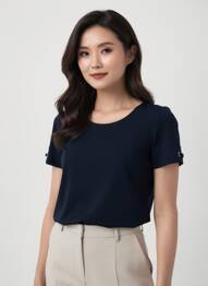 T-shirt stretch manches courtes bleu GEVANA femme