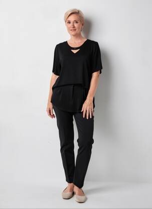 Top tissage jersey manches courtes noir GEVANA femme