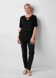 Top stretch manches courtes noir GEVANA femme